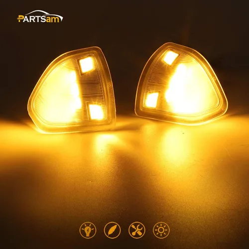 Vista 3 de Partsam Espejo lateral LED luz intermitente izquierda y derecha Lámparas de remolque Lente de cubierta transparente compatible con Ram 1500 2500