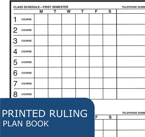 Vista 3 de Roaring Spring Libro de plan estudiantil, 40 semanas: día de seis materias, tapa azul/blanca, (100) hojas de 11 x 8.5
