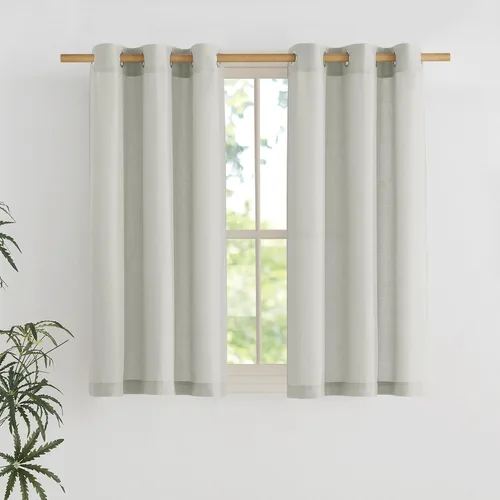 Vista 152 de NICETOWN - Cortinas de lino angora para ventana de cocina sobre el fregadero, con ojales, lino grueso angora, tratamientos cortos para ventanas