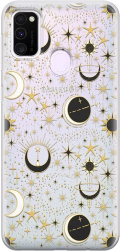 Vista 3 de Funda para teléfono compatible con Samsung Galaxy A73 A72 5G A71 A54 A52 A42 A34 A32 A14 A11 parachoques Celestial Magic TPU Crescent Moon Protector