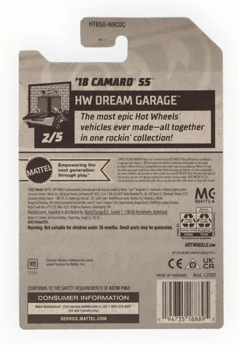 Vista 2 de Mattel Hot Wheels '18 Camaro SS, HW Dream Garage 2/5 [Negro] 32/250