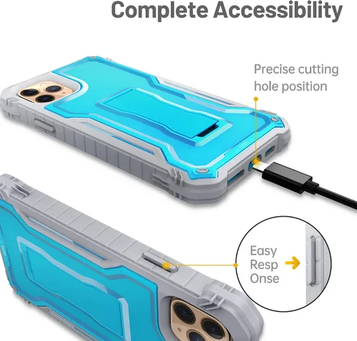 Vista 4 de FITO Compatible con iPhone 11 Pro Max, funda de doble capa a prueba de golpes resistente con protector de pantalla para iPhone 11 Pro Max y iPhone
