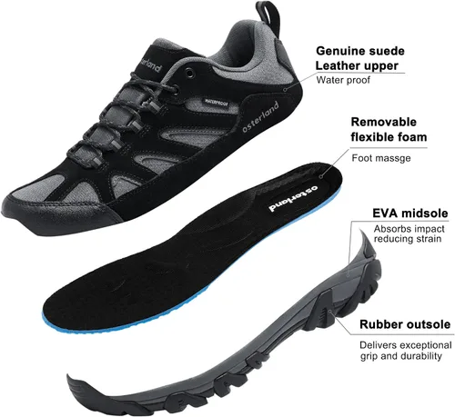 Vista 5 de Zapatos de senderismo para hombre, zapatos de senderismo para exteriores, zapatos de senderismo ligeros, impermeables, zapatos de senderismo