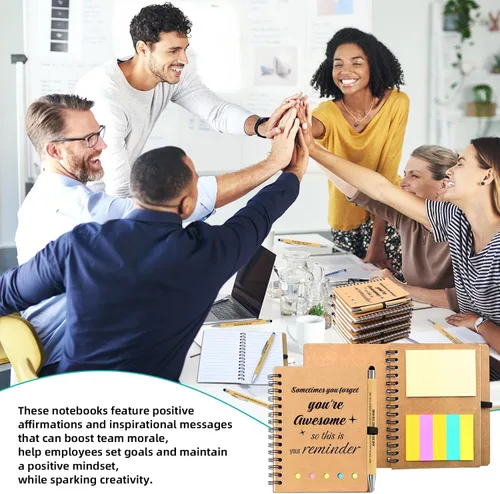 Vista 5 de 30 piezas de regalos de agradecimiento para empleados a granel - 15 juegos de cuadernos espirales inspiradores con bolígrafos motivacionales