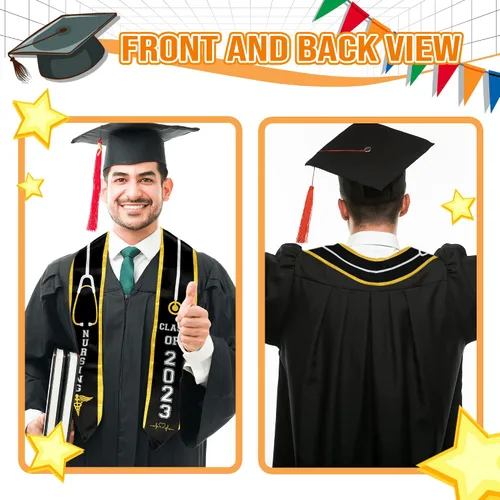Vista 4 de Batorkpl Estola de graduación para enfermeras, fajín de graduado de enfermería, ideal para regalo de graduación de clase de 2023