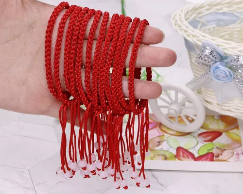 Vista 6 de PENTA ANGEL Pulsera de cuerda de mano roja, 12 piezas, ajustable, trenzada, correa de cordón de la suerte para protección, éxito, amistad
