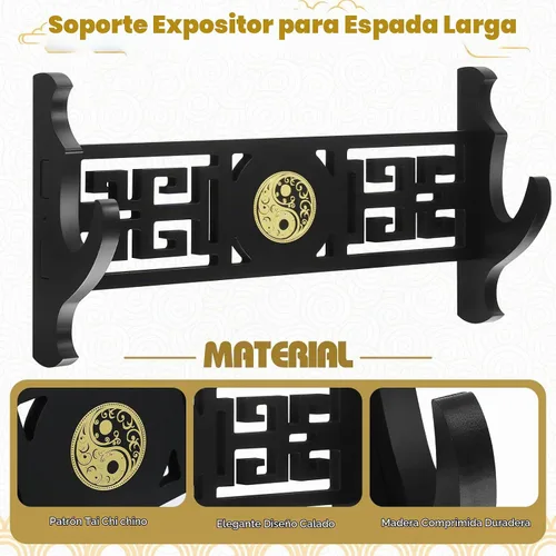 Vista 6 de Barydat Soporte para espada de 1 nivel, soporte de pared, soporte de pared para espada samurái, soporte para Katana japonés, colección