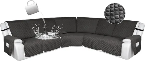 Vista 76 de HDCAXKJ Fundas de sofá seccional reclinable 100% impermeable, forma de L, funda de sofá reclinable lavable acolchada suave para mascotas, perro