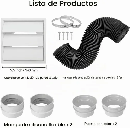 Vista 9 de Kit mejorado de ventilación de secadora 3 en 1, incluye manguera de ventilación de secadora para espacios reducidos, cubierta de ventilación