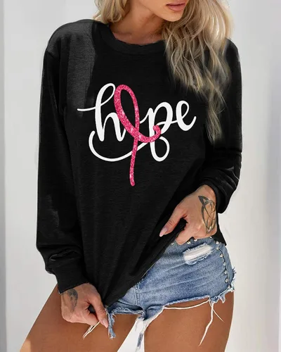 Vista 6 de ALLTB Camisas de cáncer de mama para mujer, sudadera de cinta rosa, camiseta de concientización sobre la lucha contra el cáncer, camiseta casual