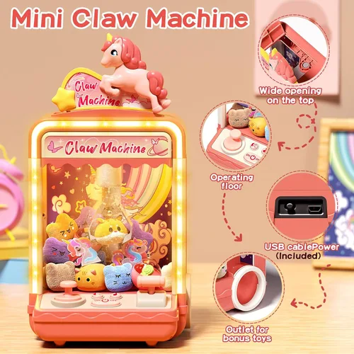 Vista 2 de 35 piezas de máquina de garras para niños, mini agarrador expendedor de dulces, dispensador de premios juguetes para niñas y niños, máquina de juego