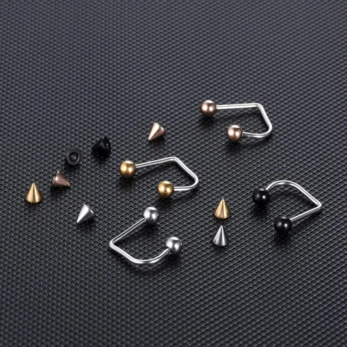 Vista 5 de Xpircn Piercing de acero inoxidable 16G Monroe Medusa Stud Piercing Ball Cono Lippy Loop Labret U Anillo de labio Piercing Joyería 0.315 in 0.394 in