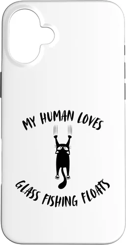 Vista 22 de iPhone 16 My Human Loves Glass Fishing Floats - Cat Parent Hobby Lover Case