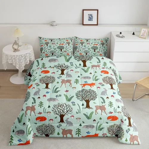 Vista 10 de Erosebridal Juego de edredón de cerdo rosa para niñas, decoración de habitación Kawaii, tamaño individual, relleno de edredón de hojas florales