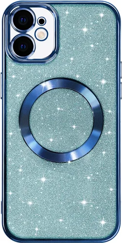 Vista 80 de Hython para iPhone 15 Plus Funda con chispas brillantes, Fundas transparentes magnéticas con protector de lente de cámara [Compatible con MagSafe]