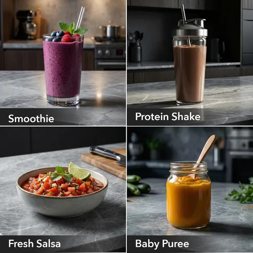 Vista 5 de OVENTE Licuadora personal portátil para batidos, batidos o bebidas congeladas con taza y tapa de viaje sin BPA de 13.5 onzas, cuchillas de acero
