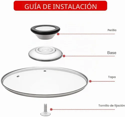 Vista 5 de Tapa de vidrio para sartén, sartén, sartén y tapa de sartén con mango recubierto de anillo de silicona, 9.5 pulgadas, transparente