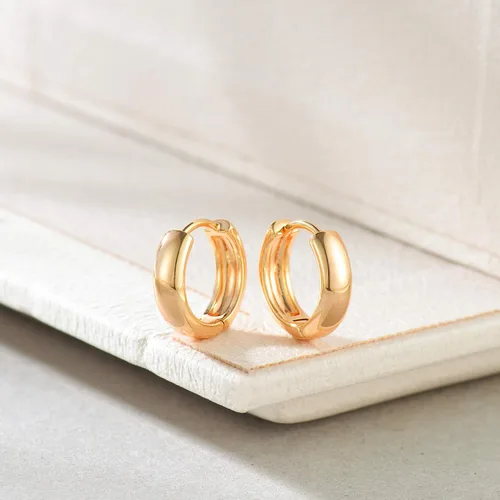 Vista 6 de GUEMER Aretes de aro Huggie chapados en oro de 14 quilates, delicados y gruesos, con incrustaciones de zriconia cúbica, para dormir, pequeño