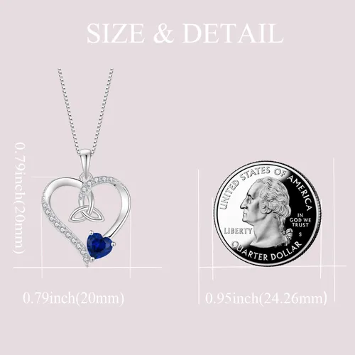 Vista 36 de Collar de corazón con nudo celta de plata de ley 925, collar con colgante para mujer, joyería de piedra natal