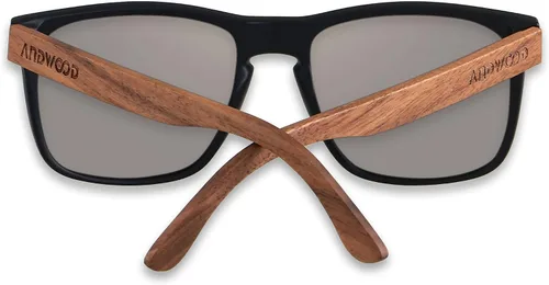 Vista 3 de ANDWOOD Gafas de sol polarizadas para hombre, protección UV, marco de madera, gafas de sol cuadradas de madera