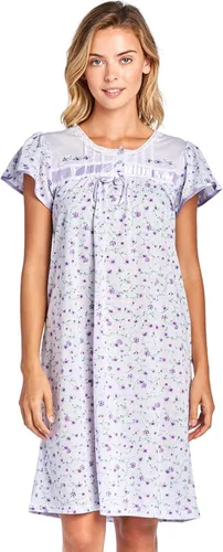 Vista 21 de Casual Nights Camisón de manga larga para mujer, diseño floral. Azul