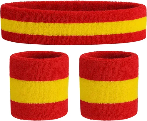 Vista 109 de ONUPGO - Conjunto de diadema y muñequeras deportivas para el sudor, hechas de algodón con bucles, muñequeras, contra humedad