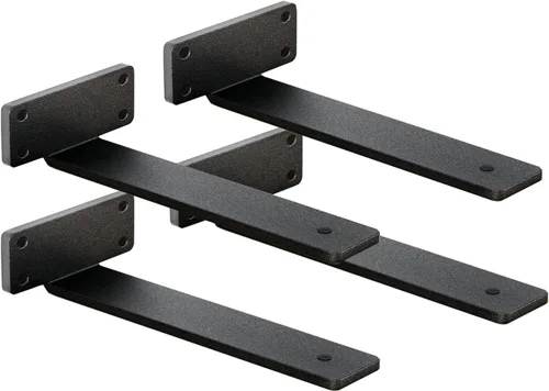Vista 5 de Paquete de 4 soportes de estante flotantes de 4 pulgadas, soporte de estante oculto de 1/5 pulgadas de grosor, soportes de metal de hierro