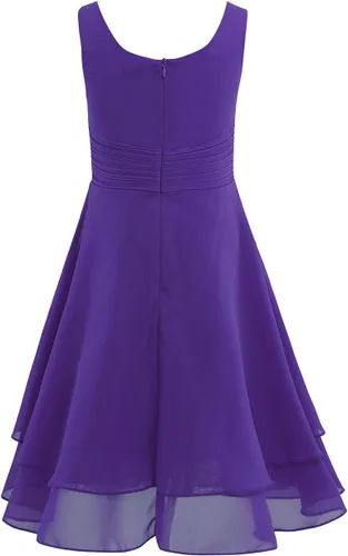 Vista 3 de Aislor Vestido de gasa con nudo plisado para niñas y niñas, vestido de princesa para fiesta de cumpleaños, boda, dama de honor