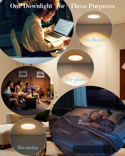 Vista 7 de Lightdot LED de 6 pulgadas empotrable con luz nocturna 1200LM 12W 120V regulable LED Downlight iluminación, 3000 K/4000 K/5000 K seleccionables