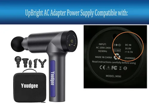 Vista 2 de UpBright Adaptador de CA de 16.8 V compatible con Youdgee H1 Modelo MiNi Pistola de Masaje Muscular Masajeador de Percusión de Tejido Profundo