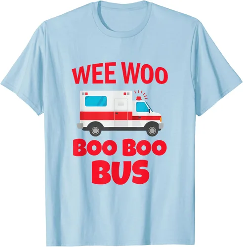 Vista 65 de Wee Woo Boo Boo Bus First Responder - Camiseta divertida de ambulancia, Negro, S