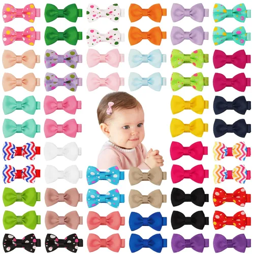 Vista 14 de 20 PIEZAS Lazos para el Cabello de 3 Pulgadas para Niñas Cinta de Grogrén Accesorios para el Cabello de Niñas Pequeñas con Pinzas de Cocodrilo