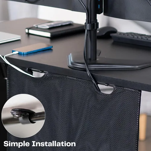 Vista 8 de VIVO Negro 24 pulgadas Manga de organización y gestión de cables debajo del escritorio con privacidad, sistema de panel de kit ocultador de cables