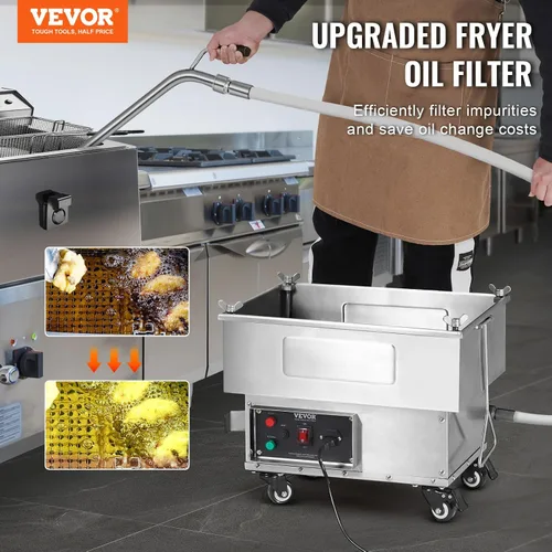 Vista 2 de VEVOR Filtro para freidora profunda de 18 L/44 LBS/5.8 galones, sistema de filtro de aceite para freír máquina de 300 W, filtro de aceite