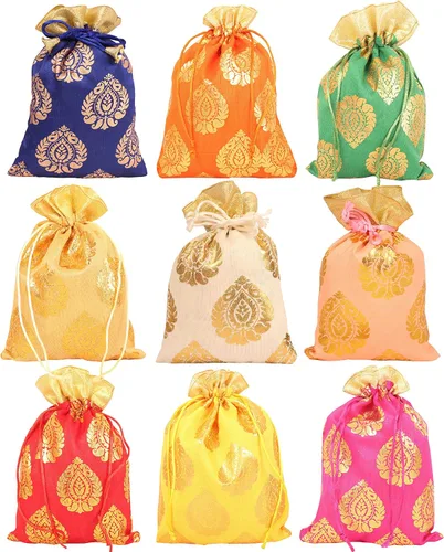 Vista 18 de Touchstone Drawstring Bags Indian Handcrafted Pouches Potli for Gifts Elefante_Multicolor (paquete de 20)