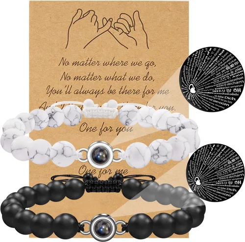 Vista 18 de BOCHOI Pinky Promise Pulseras a Juego a Distancia para Parejas Mejor Amigo BFF Pulsera de Amistad Madre Hijo Hija Niño Niña Él Ella Novia Novio