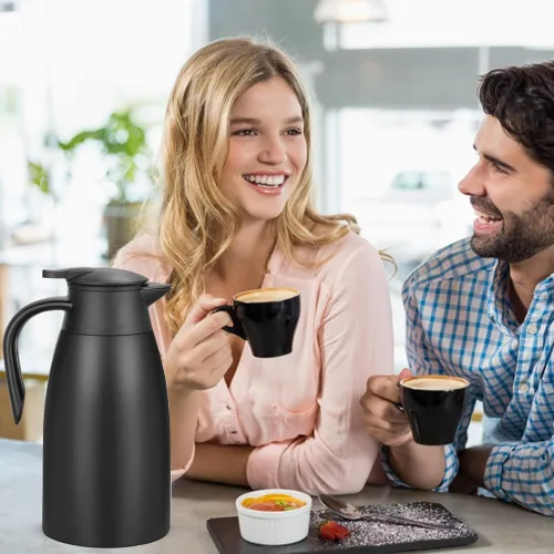 Vista 4 de Jarra térmica de café de 70 onzas, acero inoxidable, jarra de café aislada, dispensador de bebidas de café al vacío de doble pared para mantener 12