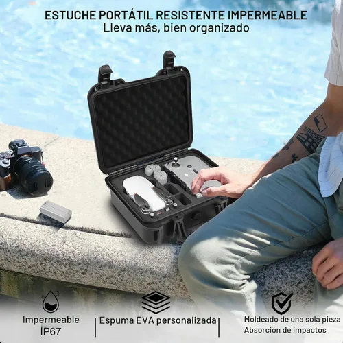 Vista 6 de Lekufee - Carcasa rígida compacta y portátil, resistente al agua, compatible con accesorios para Dron DJI Mini 2 y Mavic Mini 2.