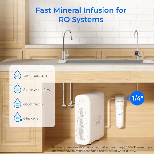 Vista 7 de Waterdrop Sistema de filtro de agua alcalina para fregadero WD-ALK16, agua mineralizante a 9.5 pH, certificado NSF/ANSI 372, compatible con sistemas