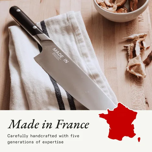 Vista 6 de Made In Cookware - Cuchillo de chef de 8 pulgadas - Fabricado en Francia - Espiga completa con mango negro de trufa