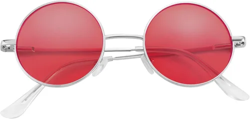 Vista 3 de Juego de accesorios hippie para vestirse con gafas hippie y collar con signo de la paz