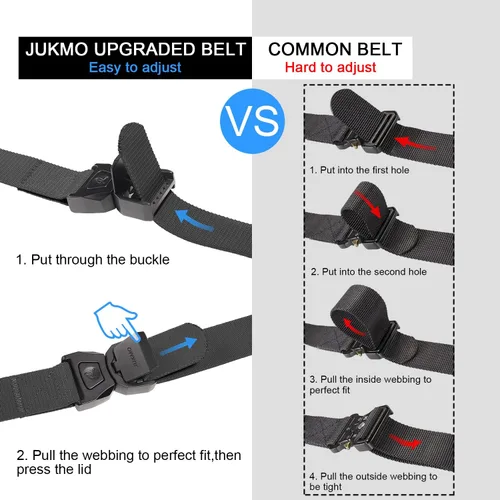 Vista 3 de JUKMO Cinturón táctico de liberación rápida, cinturón de golf de nailon de 1.5 pulgadas con hebilla de cinturón de seguridad resistente