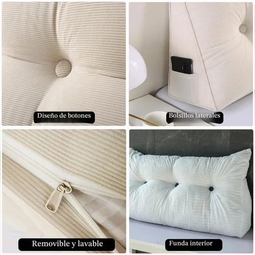 Vista 4 de SAMTY Almohada de cabecero para esposo Almohada grande de respaldo para la espalda Almohada de lectura para sentarse en la cama para adultos