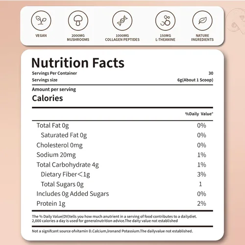Vista 2 de Café de hongos (30 porciones) Café instantáneo de tostado medio, 10 hongos adaptogénicos con colágeno alimentado con hierba, chaga, cordyceps