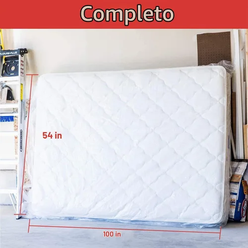 Vista 7 de Bolsa de colchón para mudanza y almacenamiento, [paquete de 2] protector de colchón de 4 mil, funda de colchón de plástico transparente resistente