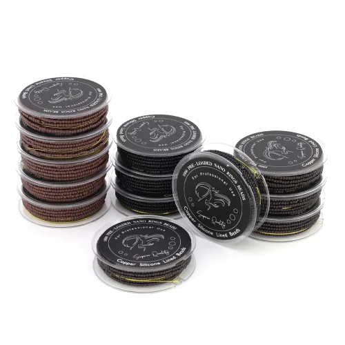 Vista 10 de 1000 cuentas precargadas de nano-cuentas forradas de silicona de 0.118 pulgadas para extensiones de cabello, extensiones de cabello humano