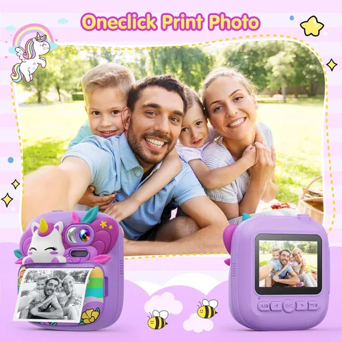 Vista 3 de TIATUA - Cámara de impresión instantánea para niños, cámara para niños con fotos imprimibles, juguetes de cámara para niños de 3 a 14 años, cámara