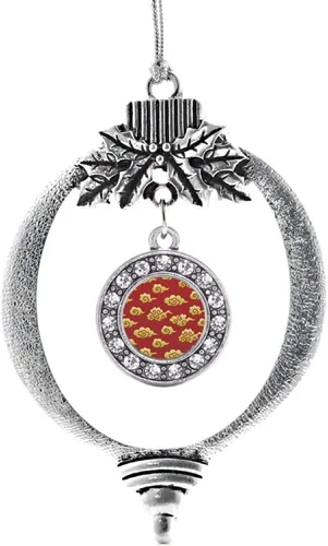 Vista 81 de Inspired Silver - Adorno con dije de cara de carlino - Adornos navideños de círculo de plata con joyas de circonita cúbica