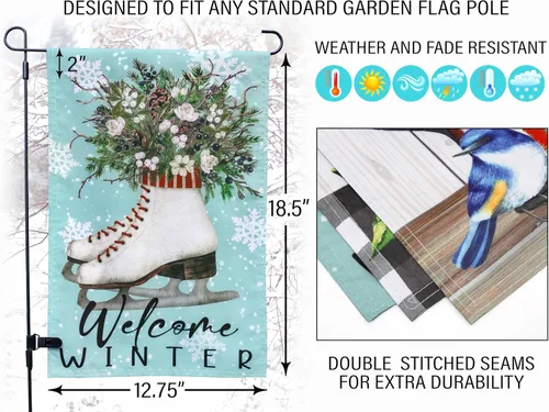 Vista 2 de Banderas de jardín de temporada de doble cara, banderas de patio hechas de poliéster 100D, 12 banderas de diseño festivo para todas las estaciones