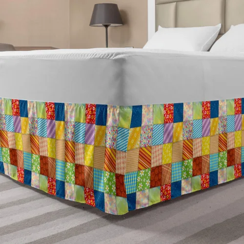 Vista 13 de Lunarable Falda de cama elástica de trébol, tréboles de cultura irlandesa con temática del día de San Patricio, 4 hojas, falda de cama de tela